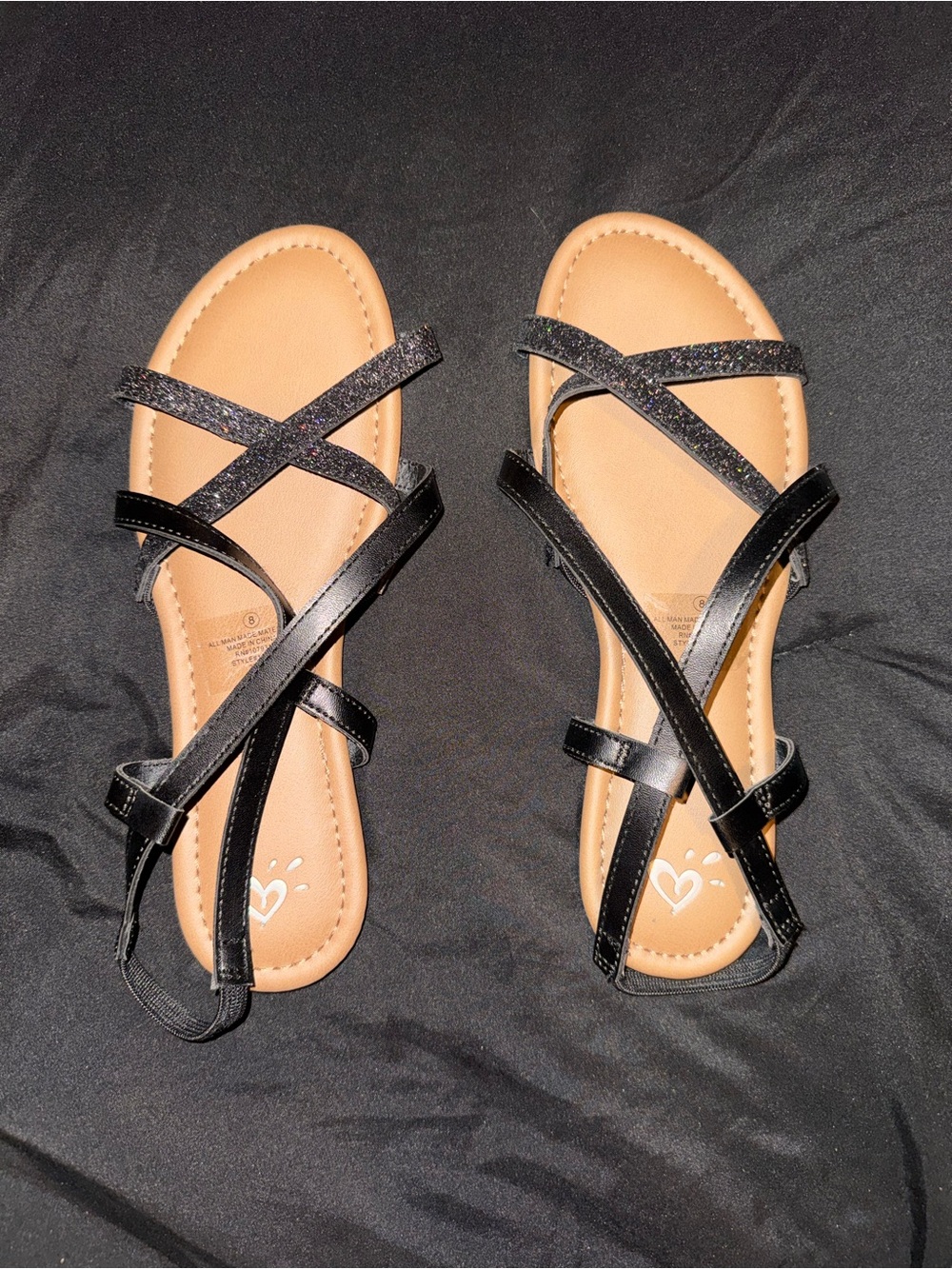 Strappy Black Women's Sandals - Casual Summer Flats